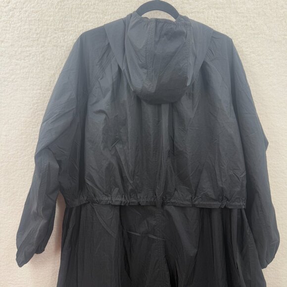 Athleta Black hooded Longline Parka rain jacket full zip relaxed Light  sz XL - Picture 4 of 12